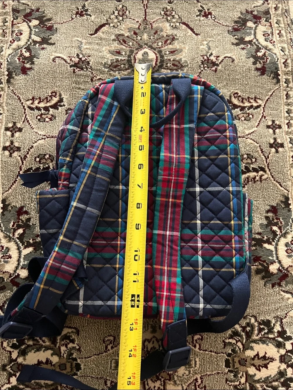 Vera Bradley Quilted Plaid Kids Backpack with Black Scottie Patch